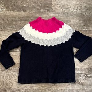 Talbots Large Petite Colorful Women's Sweater with Pink, White, and Gray Accents